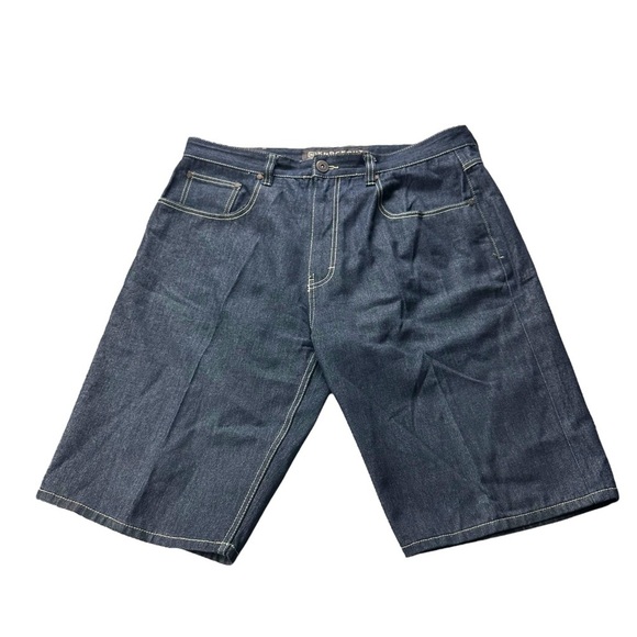 Knockout Jeans Los Angeles Mens Dark Wash Blue Jean Shorts Size 40 Hip Hop Baggy - Picture 13 of 13